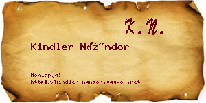Kindler Nándor névjegykártya